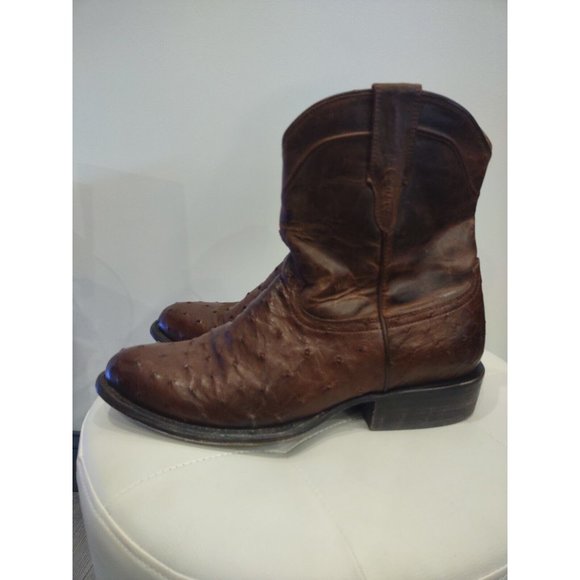 Free Bird Western Mens Freebird Genuine Ostrich brown Boots 13 EUC DESPERADO - Picture 5 of 13
